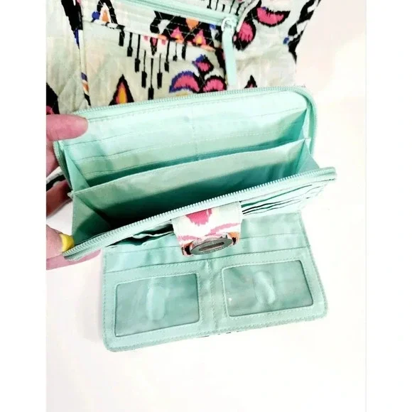 Vera Bradley Hipster Crossbody Purse Pueblo Teal Quilted Bag W/ Matching… - Picture 8 of 12